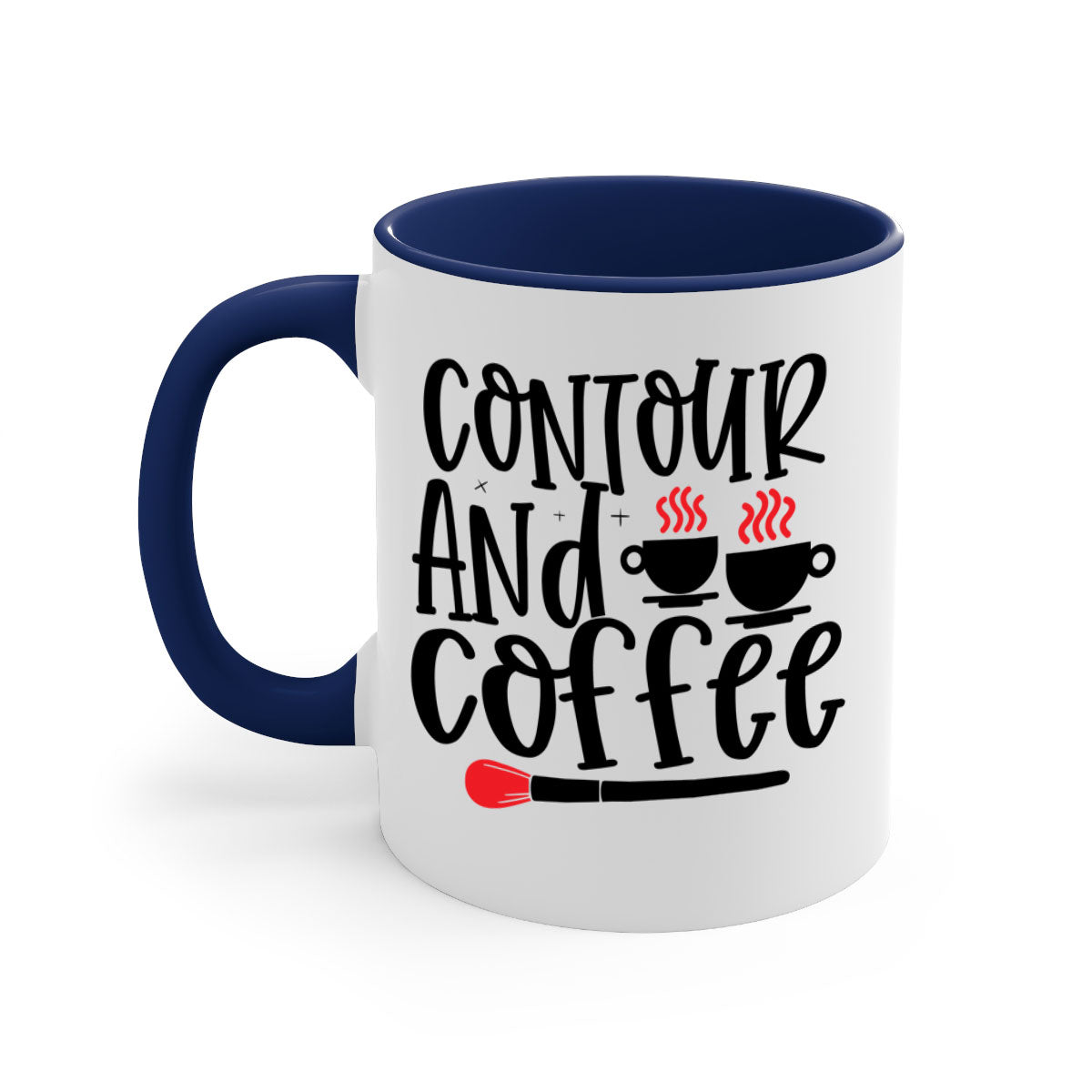 Contour And Coffee Style 242# Mug featuring a glossy finish, colored handle, and interior in five vibrant colors.