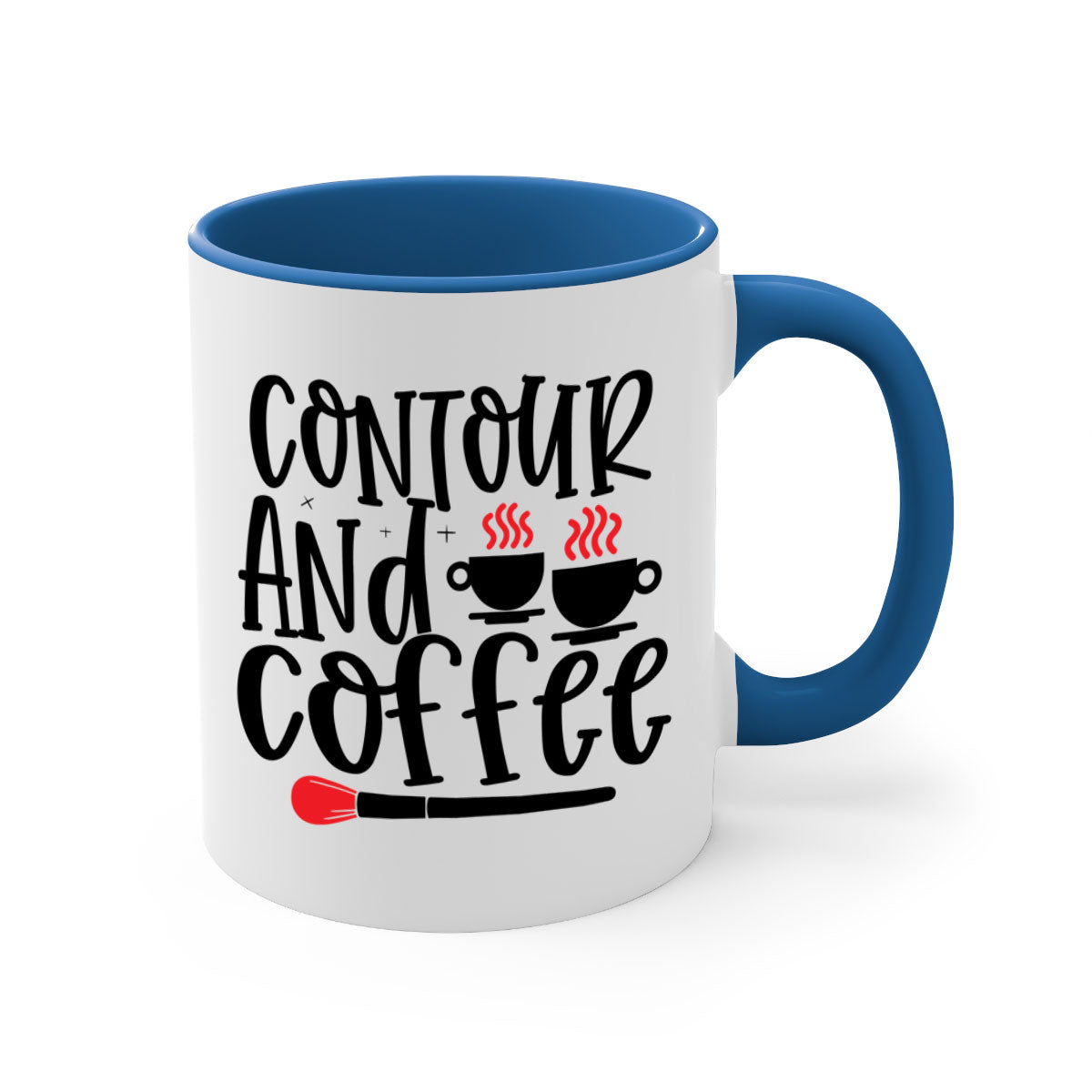 Contour And Coffee Style 242# Mug featuring a glossy finish, colored handle, and interior in five vibrant colors.