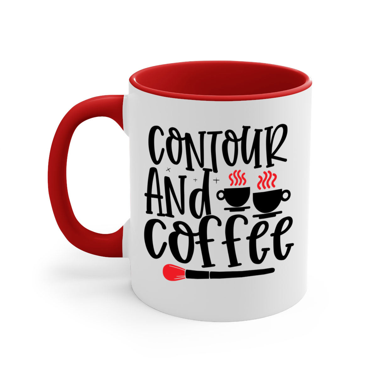 Contour And Coffee Style 242# Mug featuring a glossy finish, colored handle, and interior in five vibrant colors.