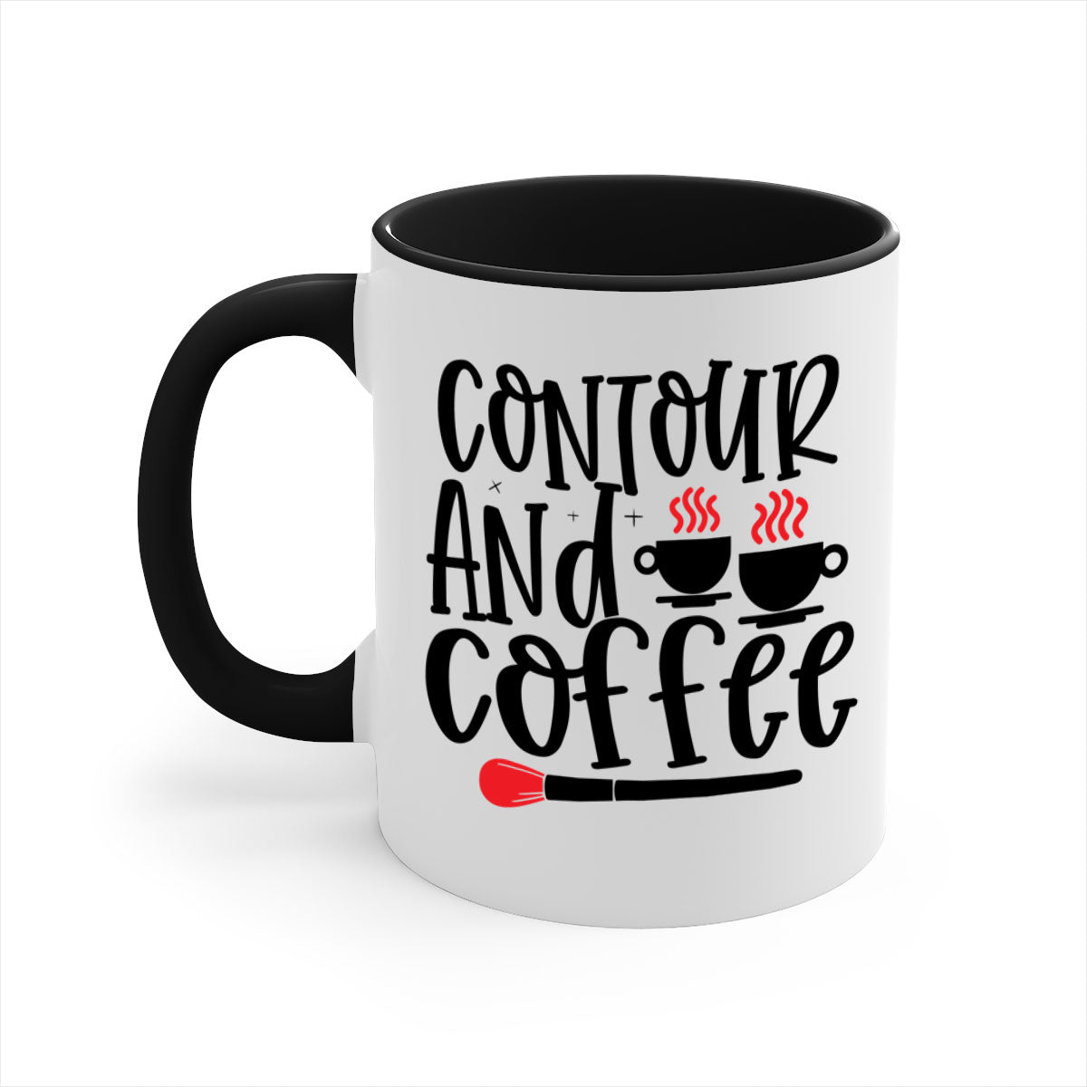 Contour And Coffee Style 242# Mug featuring a glossy finish, colored handle, and interior in five vibrant colors.
