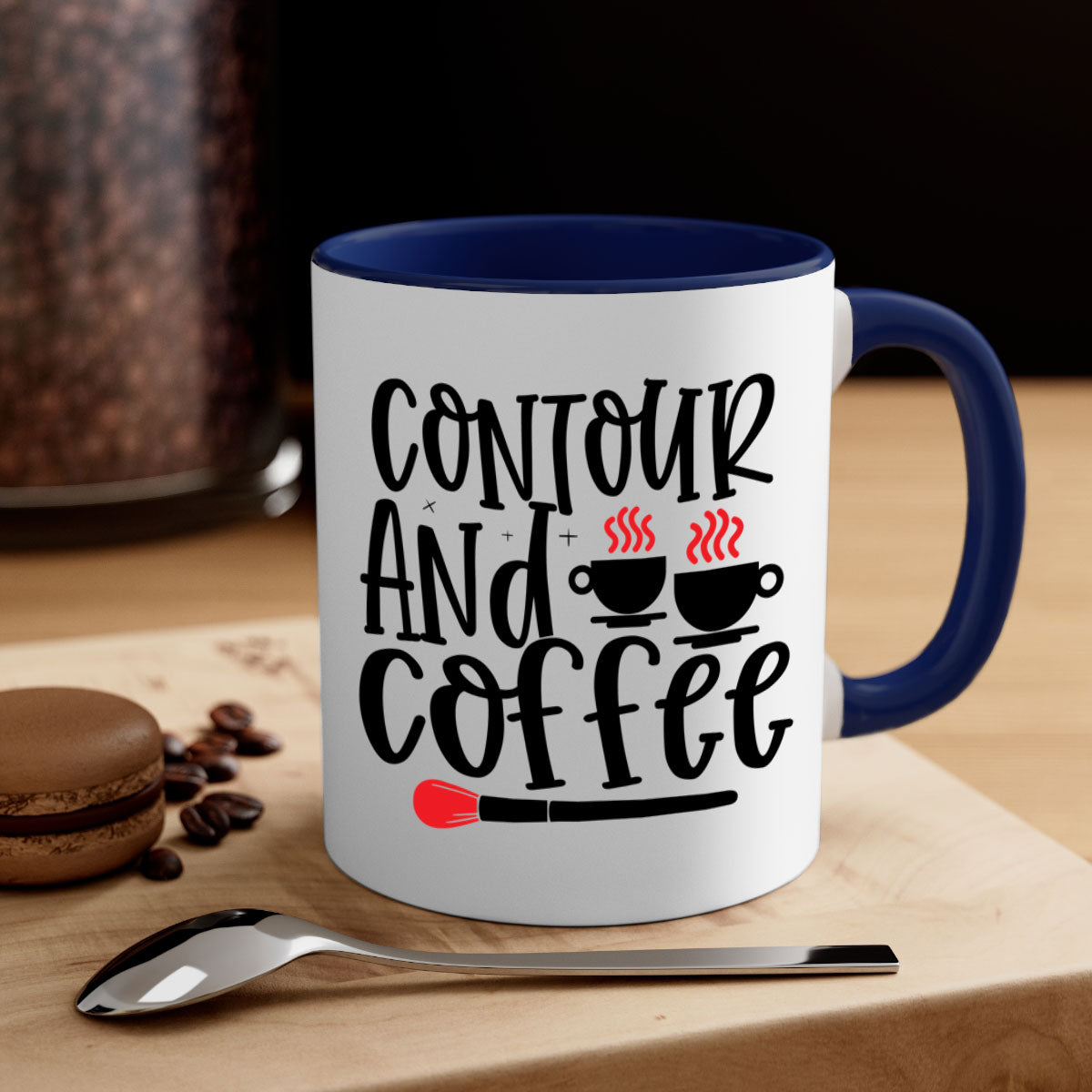 Contour And Coffee Style 242# Mug featuring a glossy finish, colored handle, and interior in five vibrant colors.