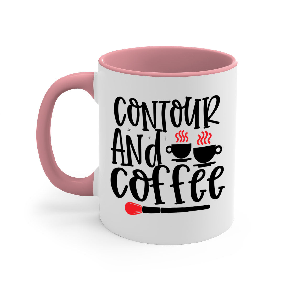 Contour And Coffee Style 242# Mug featuring a glossy finish, colored handle, and interior in five vibrant colors.