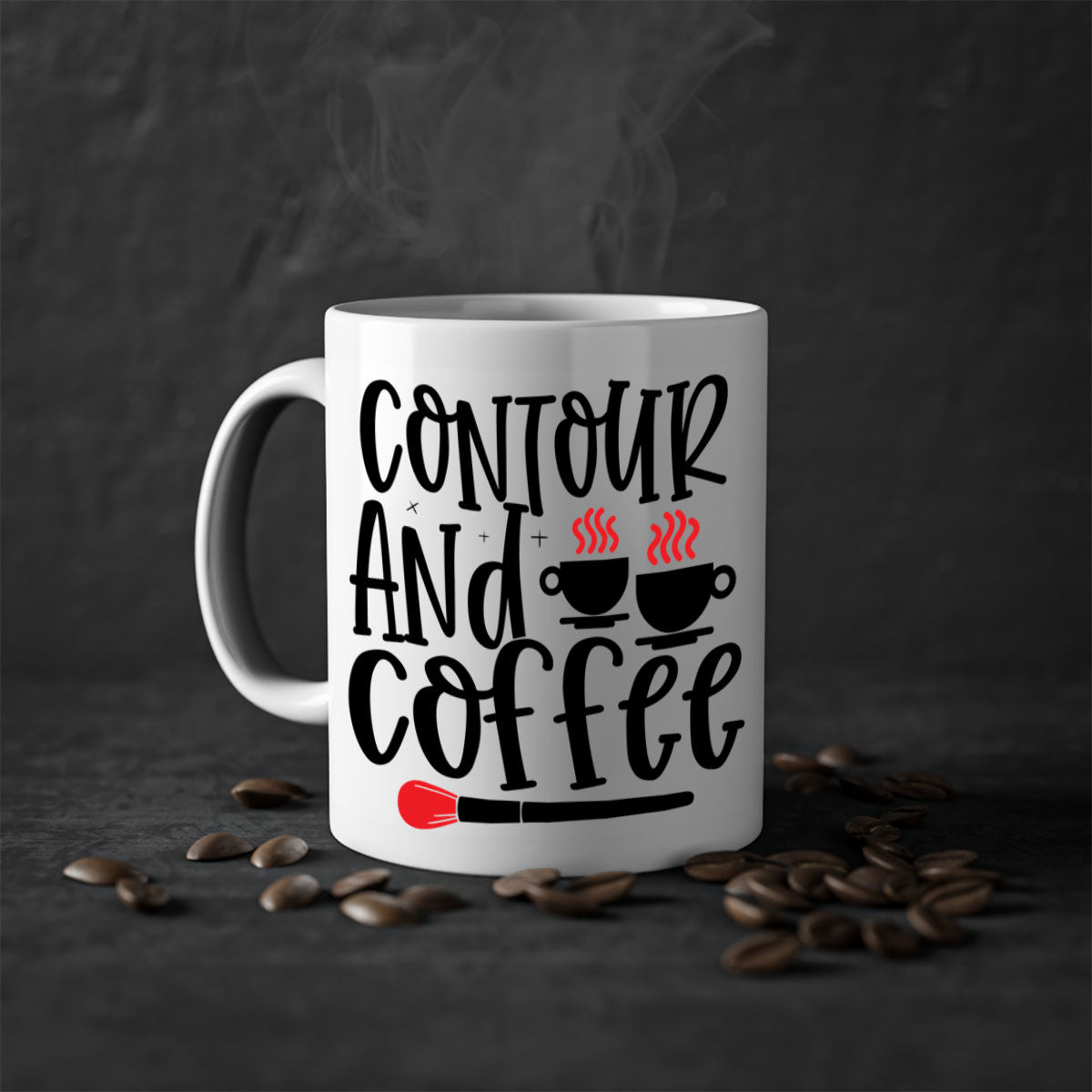 Contour And Coffee Style 242# Mug featuring a glossy finish, colored handle, and interior in five vibrant colors.