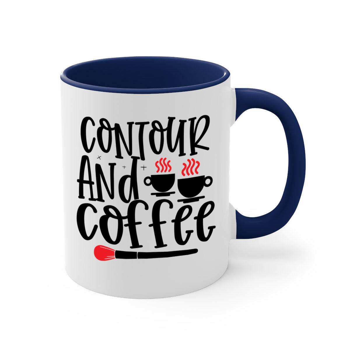 Contour And Coffee Style 242# Mug featuring a glossy finish, colored handle, and interior in five vibrant colors.