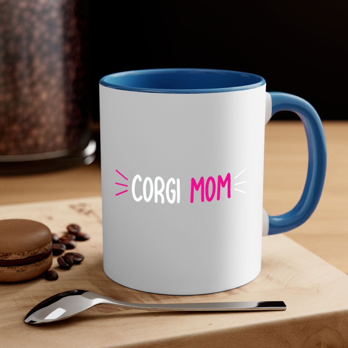Corgi Mom 192# Mug with colorful handle and glossy finish, perfect for coffee or tea.