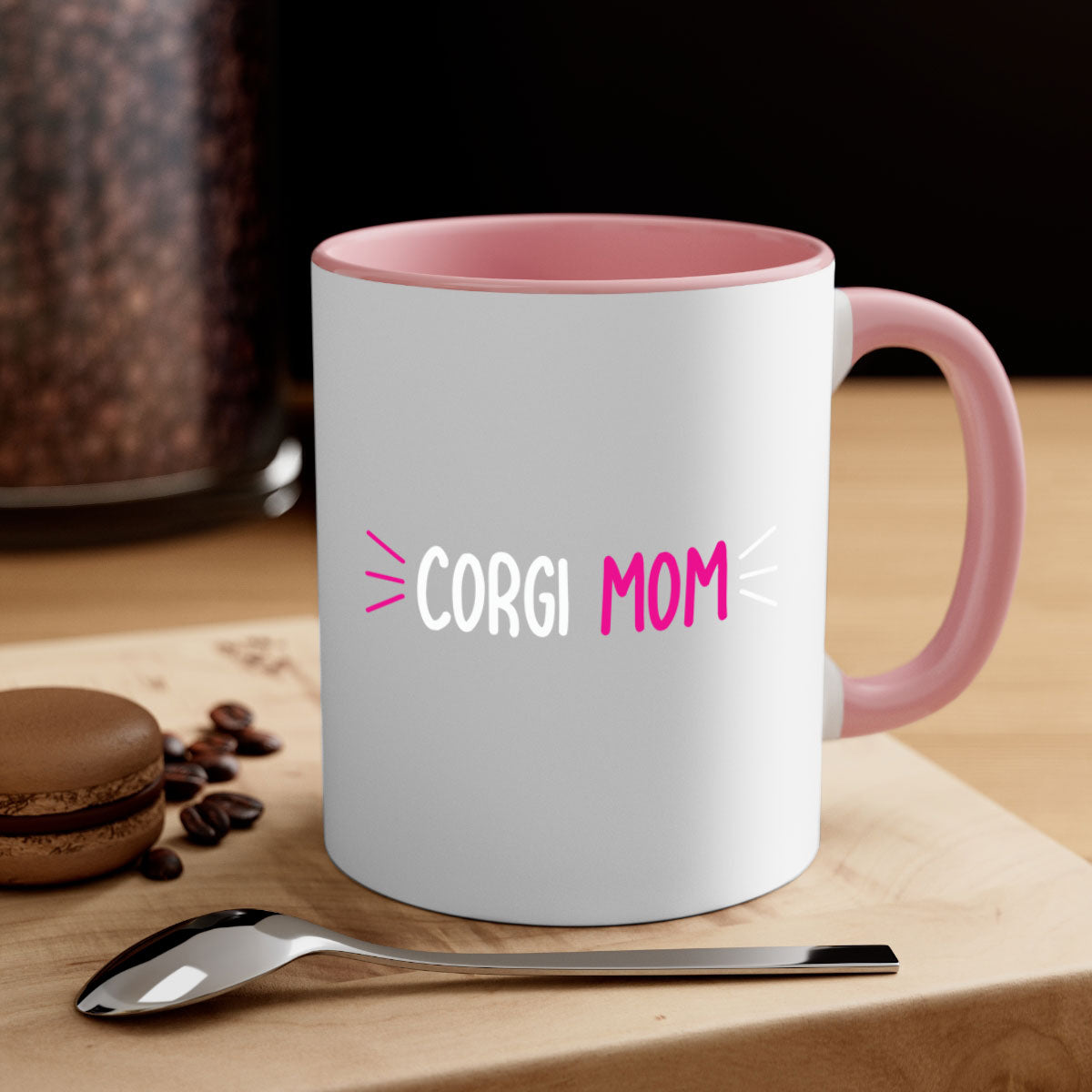 Corgi Mom 192# Mug with colorful handle and glossy finish, perfect for coffee or tea.
