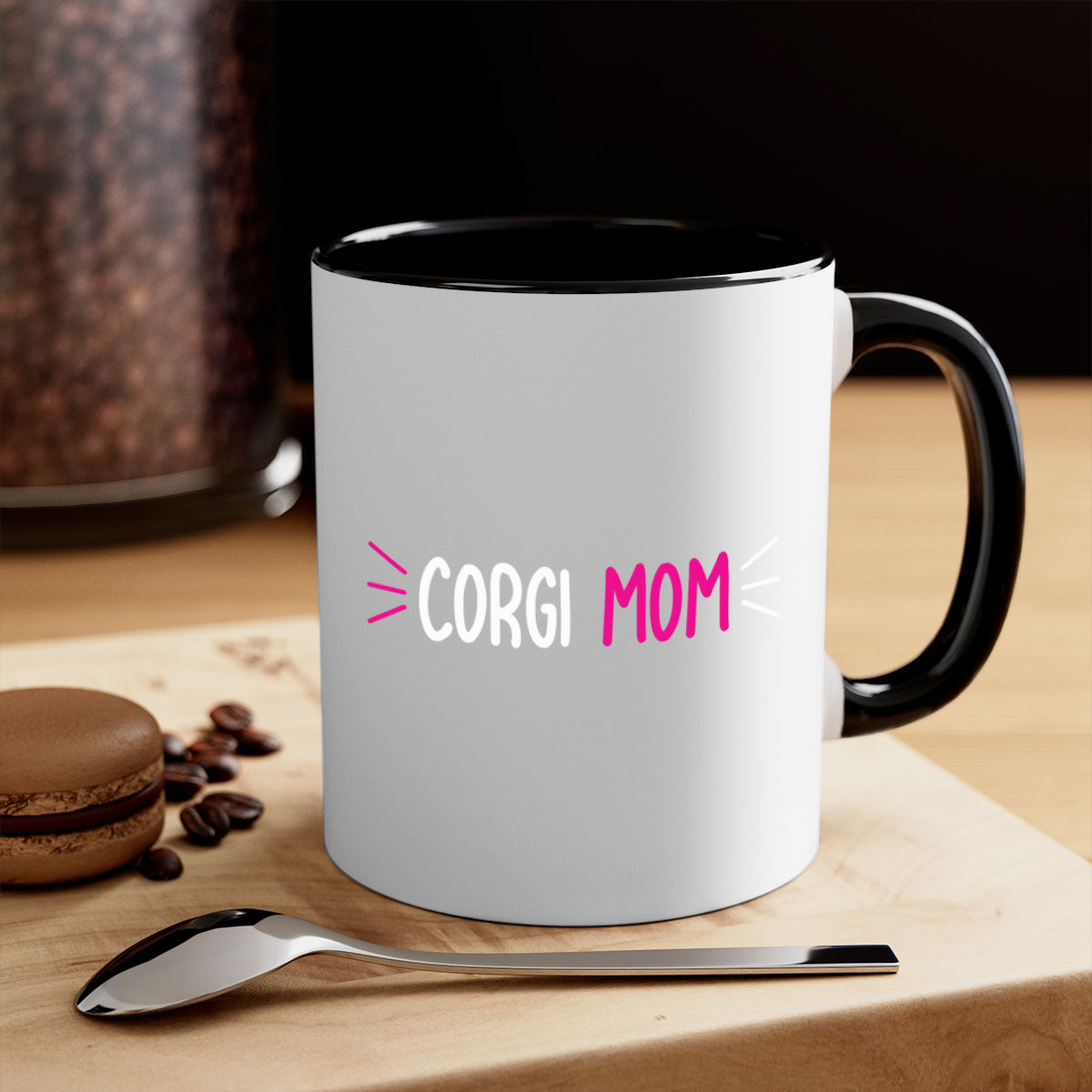 Corgi Mom 192# Mug with colorful handle and glossy finish, perfect for coffee or tea.