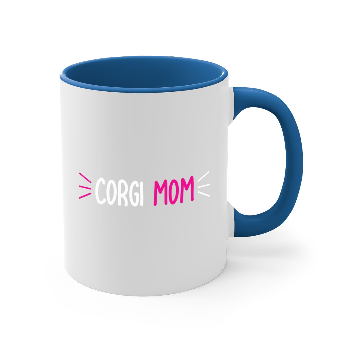 Corgi Mom 192# Mug with colorful handle and glossy finish, perfect for coffee or tea.