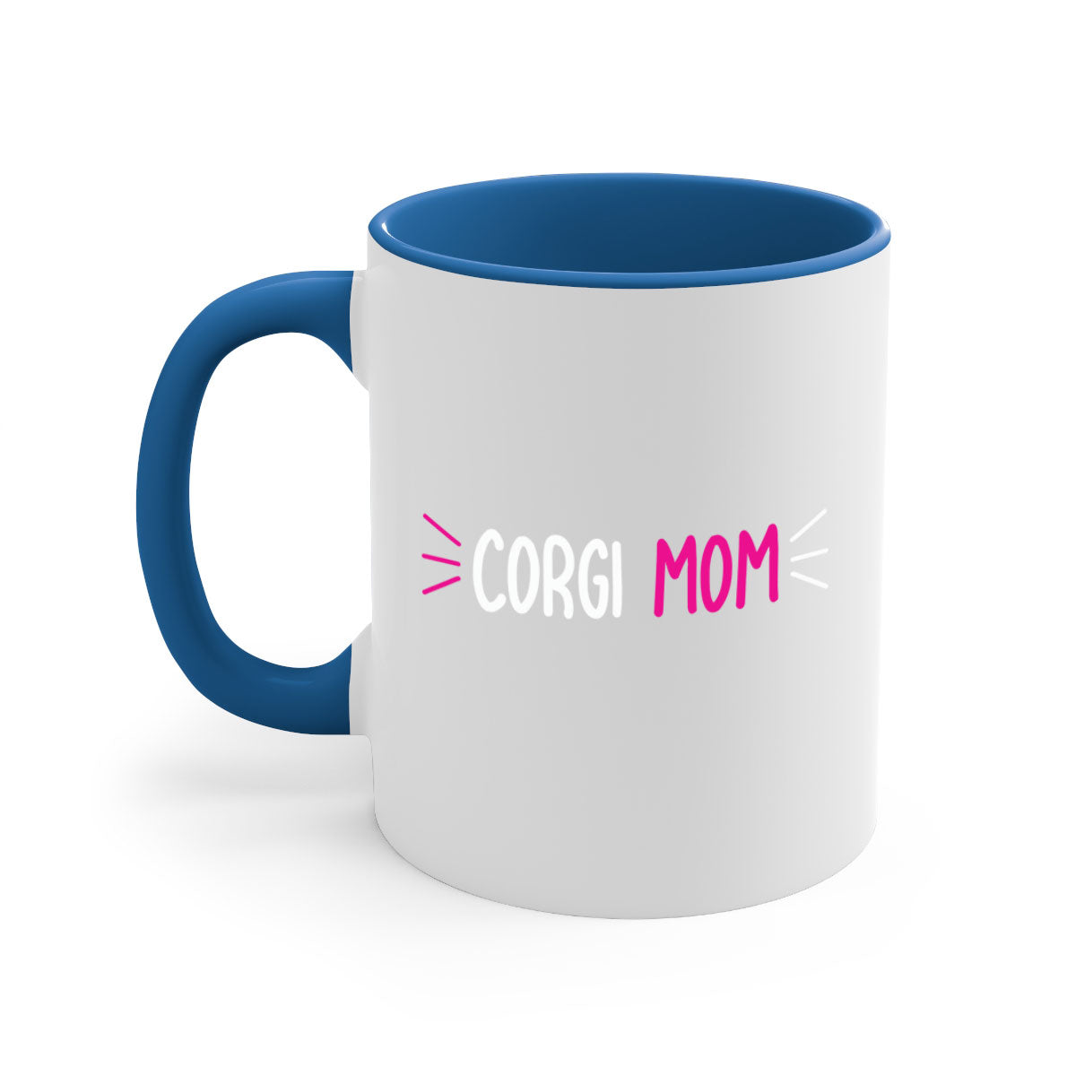 Corgi Mom 192# Mug with colorful handle and glossy finish, perfect for coffee or tea.