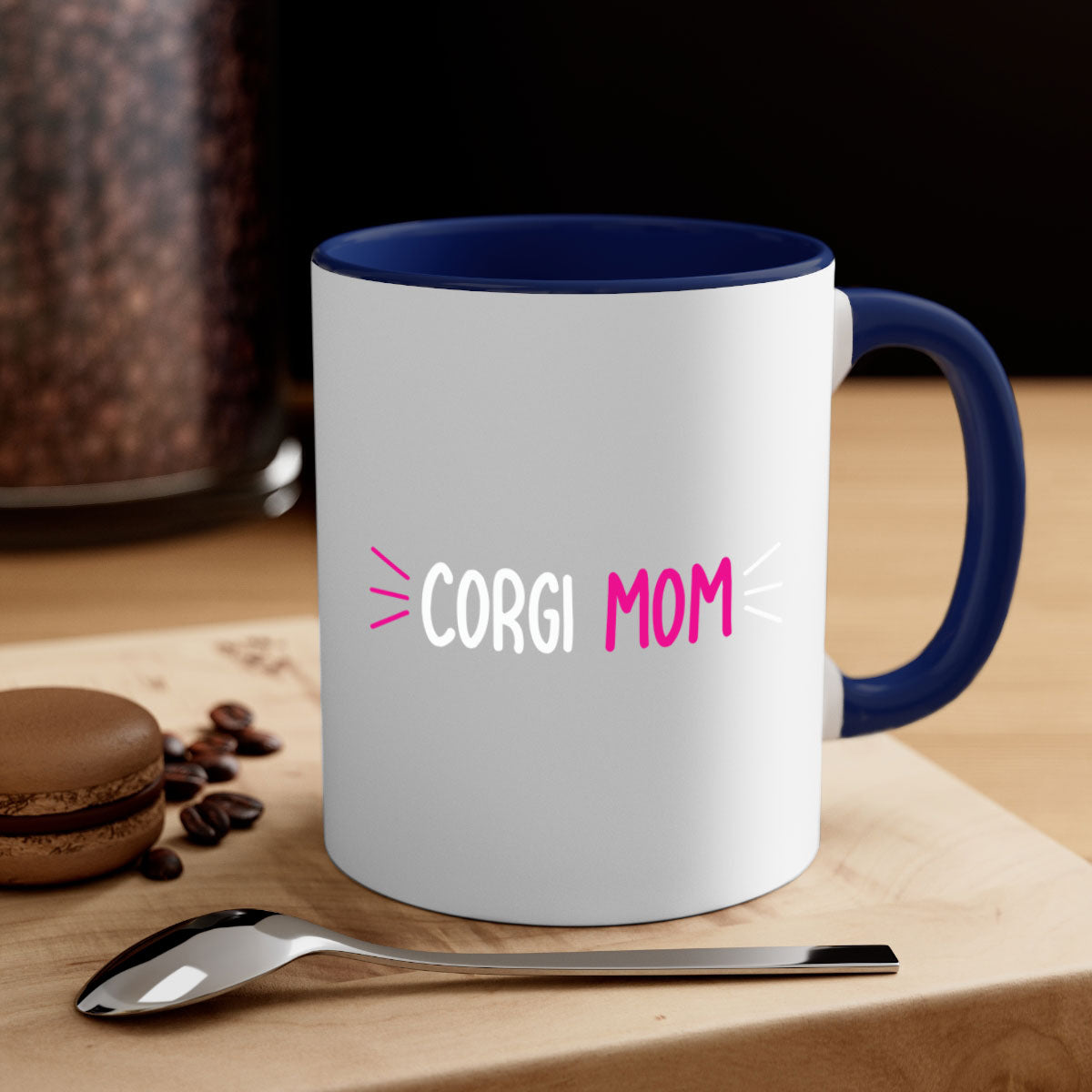 Corgi Mom 192# Mug with colorful handle and glossy finish, perfect for coffee or tea.