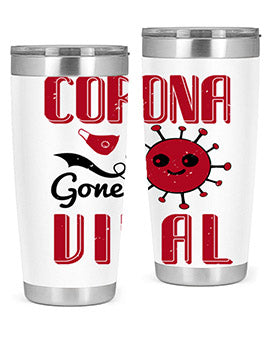 Corona Gone Viral Style 15# Tumbler in 20oz and 30oz sizes, showcasing double wall stainless steel design with vibrant print.