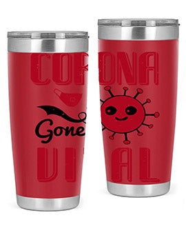 Corona Gone Viral Style 15# Tumbler in 20oz and 30oz sizes, showcasing double wall stainless steel design with vibrant print.