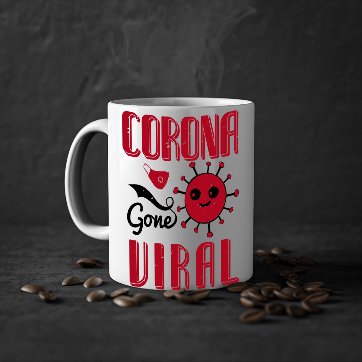 Corona Gone Viral Style 15# Mug with colorful handle and glossy finish, available in multiple colors and sizes.
