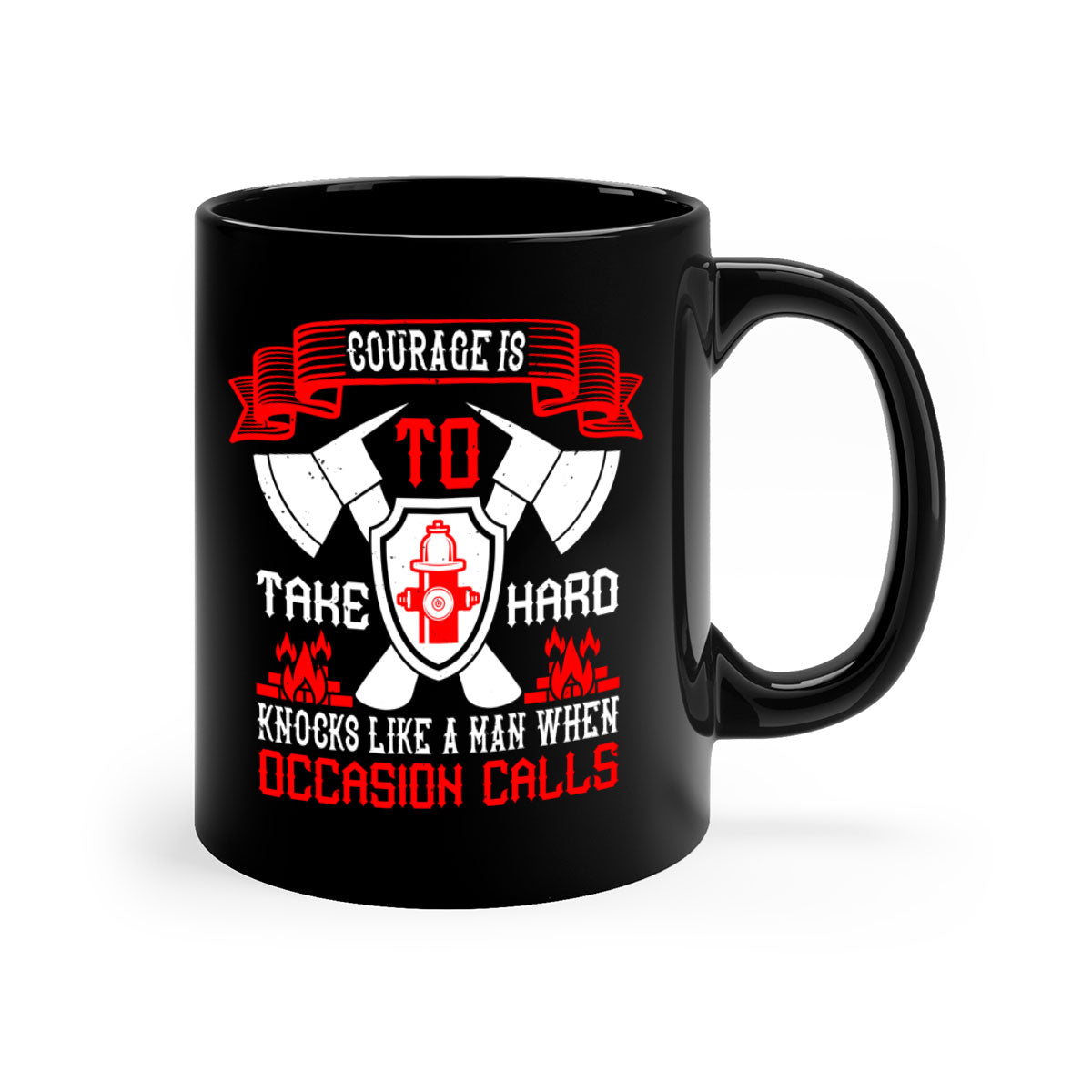 Courage is to take hard knocks mug with a glossy finish, featuring a colored handle and interior, available in multiple colors.