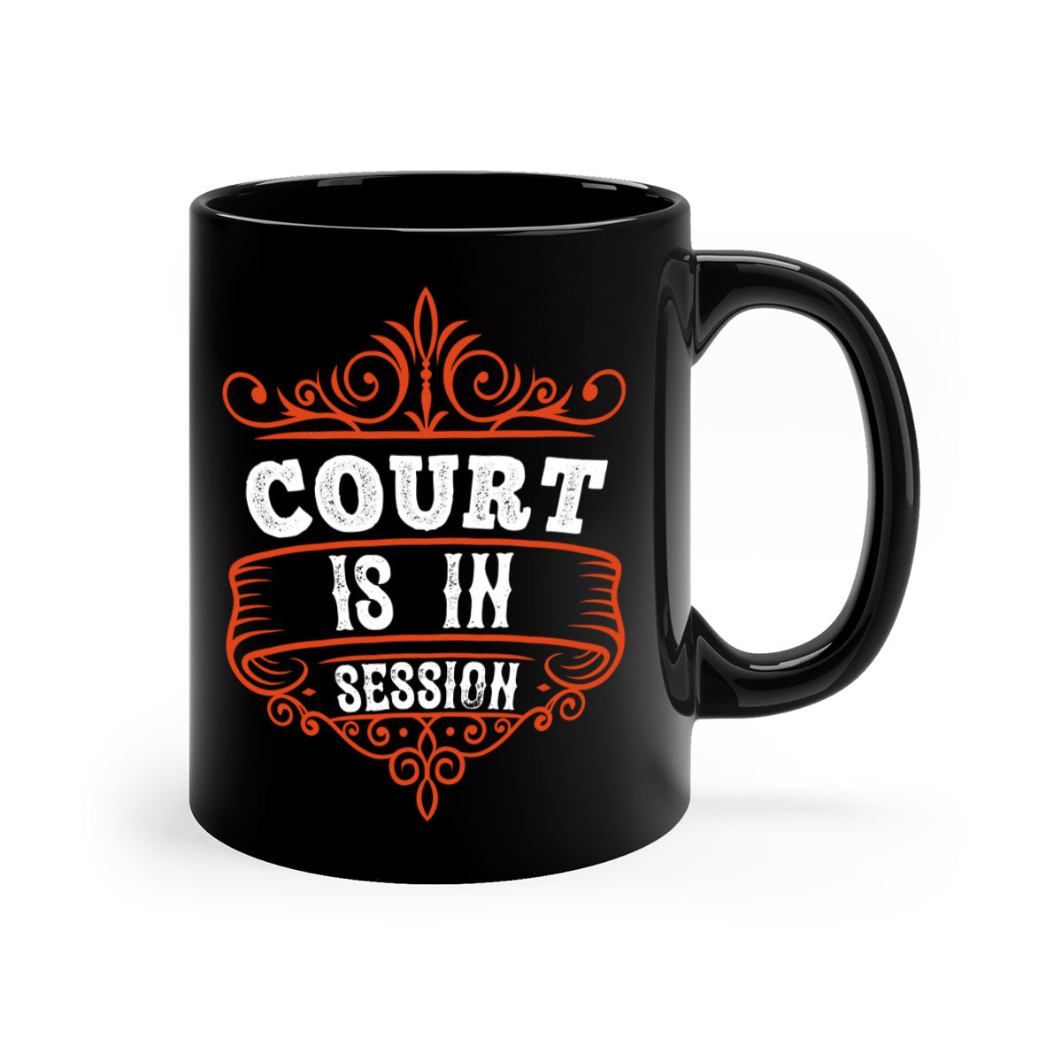 Court is in ball session 1570# basketball mug with a glossy finish and colored handle, available in multiple colors.