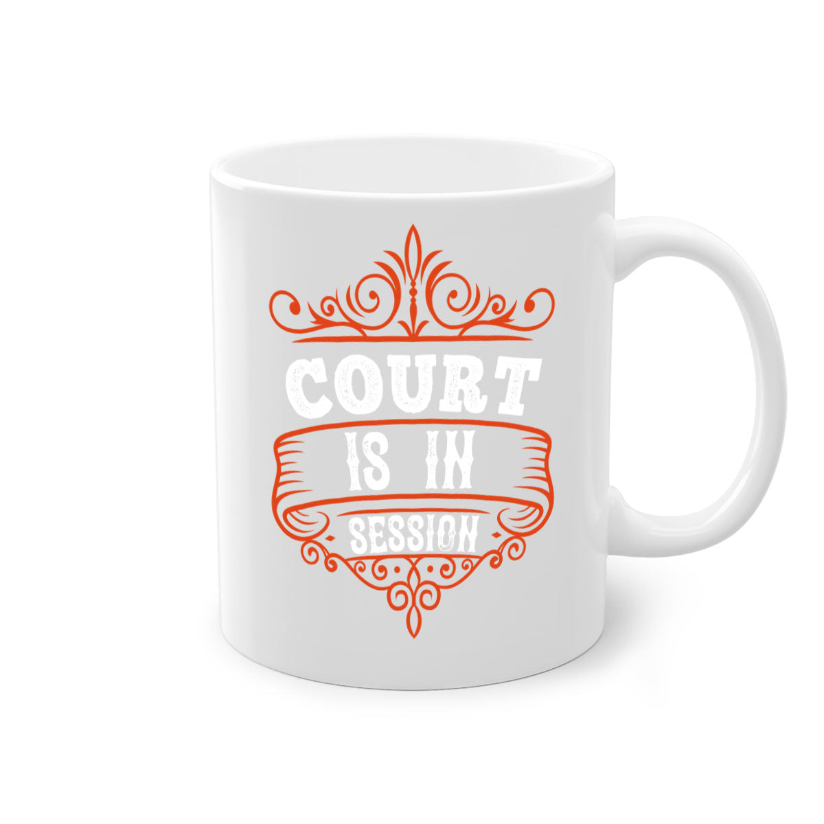 Court is in ball session 1570# basketball mug with a glossy finish and colored handle, available in multiple colors.