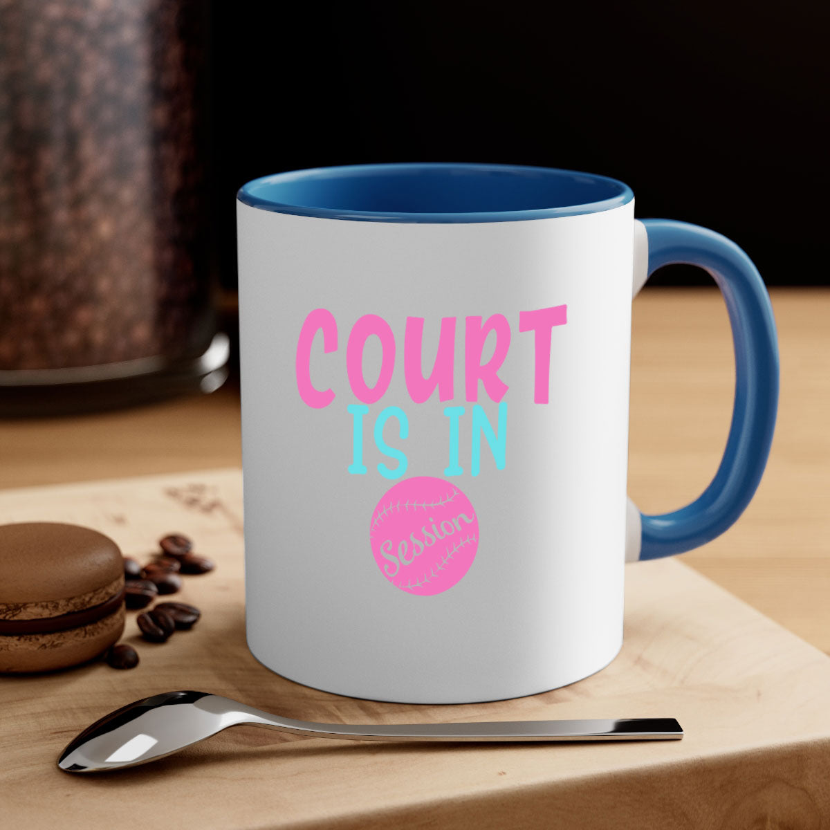 Court is in Session 1997# Mug with two-tone design, featuring a colored handle and glossy finish, available in multiple colors.