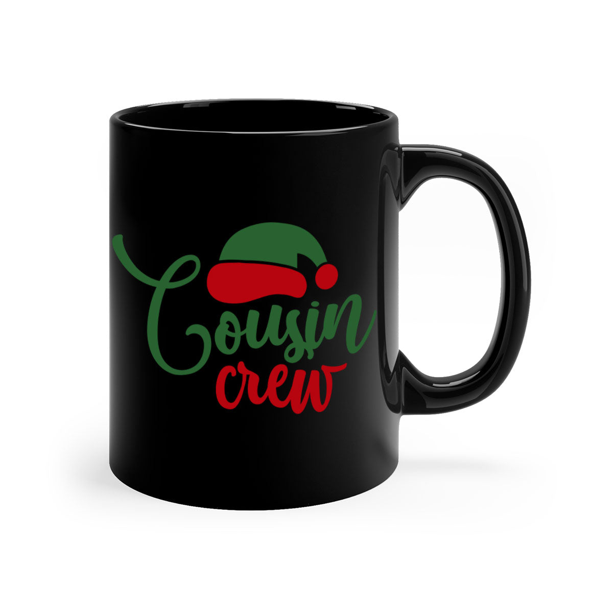 Cousin Crew Style 144# Christmas Mug with a glossy finish, featuring a colored handle and interior, available in multiple colors.