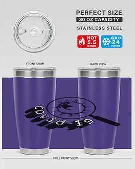 Covid Style 57# Tumbler featuring double wall vacuum insulation and a stylish design, perfect for hot and cold beverages.