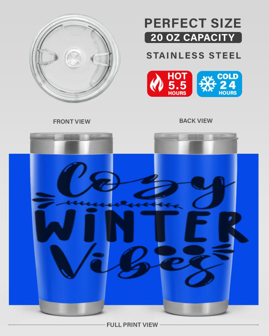 Cozy Winter Vibes 71# Tumbler in stainless steel with a stylish design, perfect for hot and cold beverages.