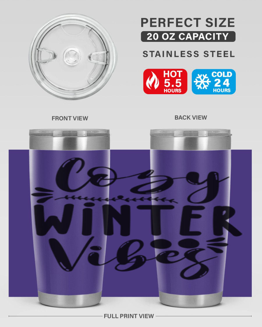 Cozy Winter Vibes 71# Tumbler in stainless steel with a stylish design, perfect for hot and cold beverages.