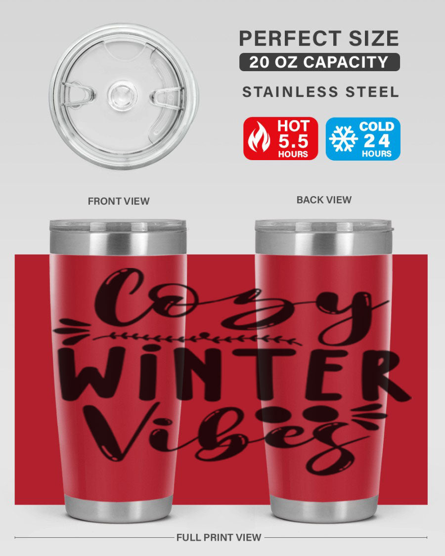 Cozy Winter Vibes 71# Tumbler in stainless steel with a stylish design, perfect for hot and cold beverages.