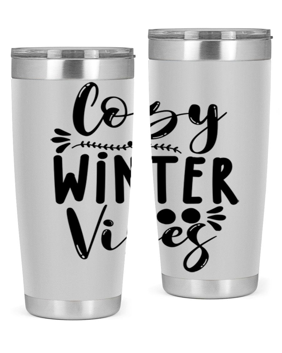 Cozy Winter Vibes 71# Tumbler in stainless steel with a stylish design, perfect for hot and cold beverages.