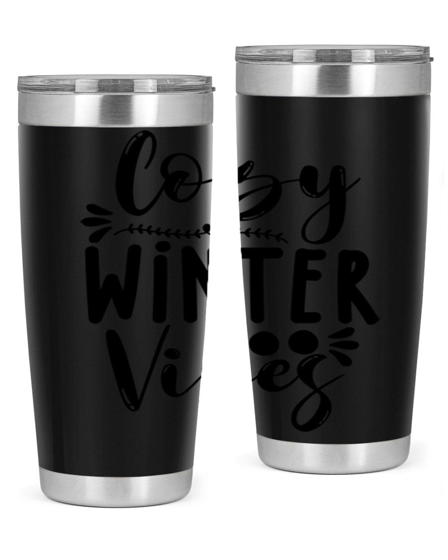 Cozy Winter Vibes 71# Tumbler in stainless steel with a stylish design, perfect for hot and cold beverages.