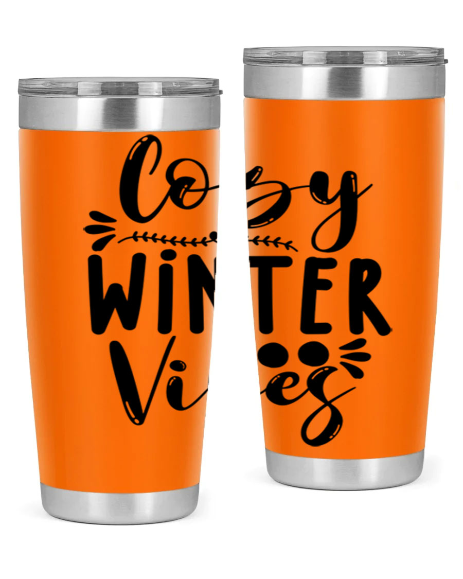 Cozy Winter Vibes 71# Tumbler in stainless steel with a stylish design, perfect for hot and cold beverages.