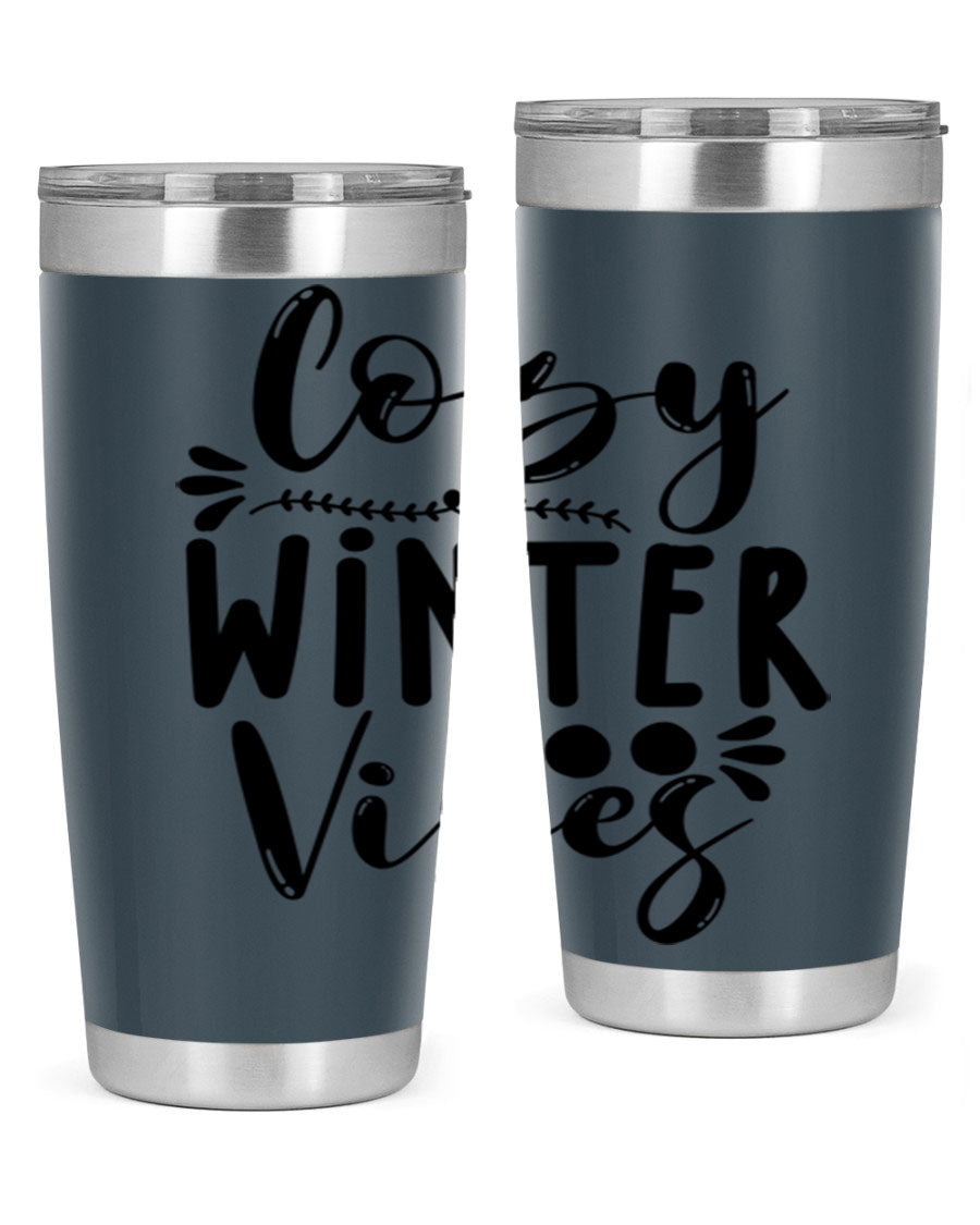 Cozy Winter Vibes 71# Tumbler in stainless steel with a stylish design, perfect for hot and cold beverages.