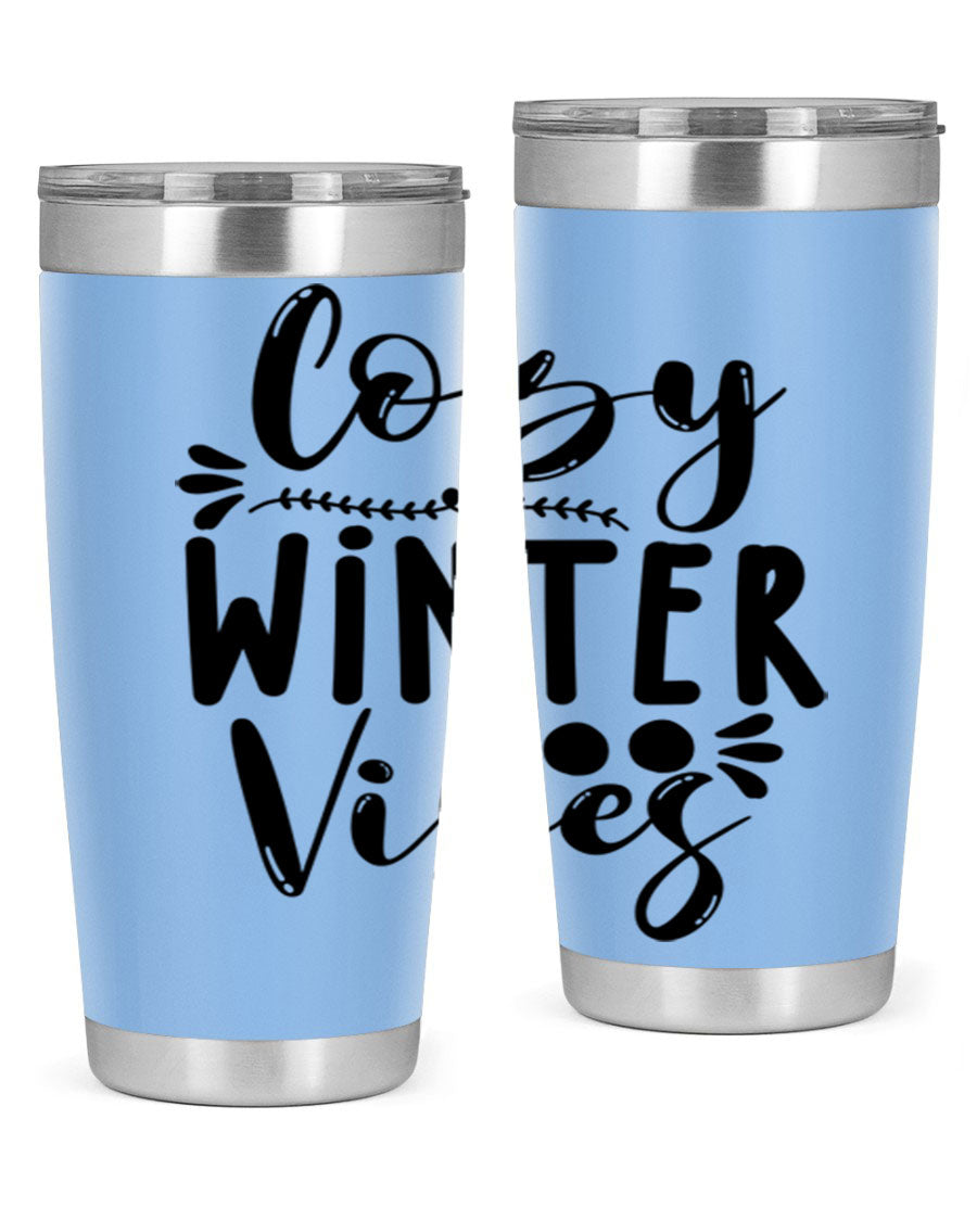Cozy Winter Vibes 71# Tumbler in stainless steel with a stylish design, perfect for hot and cold beverages.