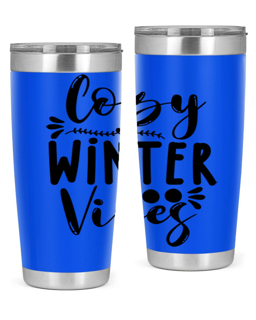 Cozy Winter Vibes 71# Tumbler in stainless steel with a stylish design, perfect for hot and cold beverages.