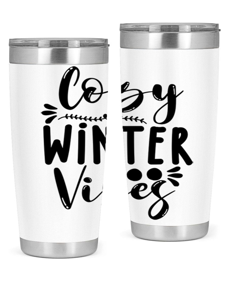 Cozy Winter Vibes 71# Tumbler in stainless steel with a stylish design, perfect for hot and cold beverages.