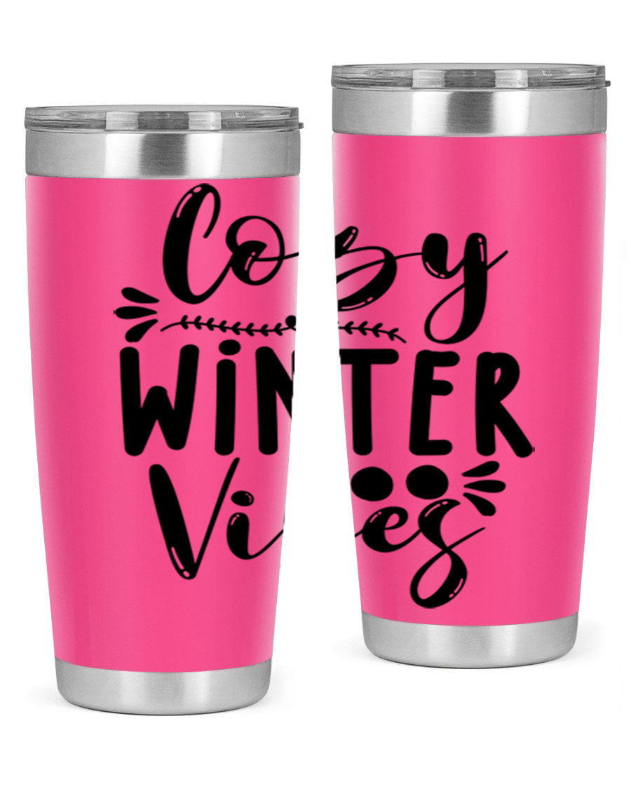 Cozy Winter Vibes 71# Tumbler in stainless steel with a stylish design, perfect for hot and cold beverages.