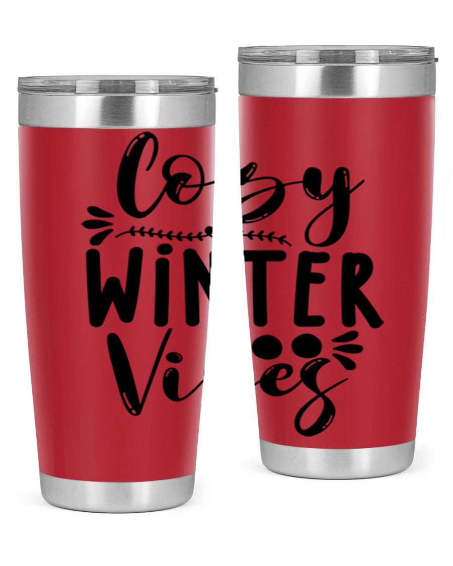 Cozy Winter Vibes 71# Tumbler in stainless steel with a stylish design, perfect for hot and cold beverages.