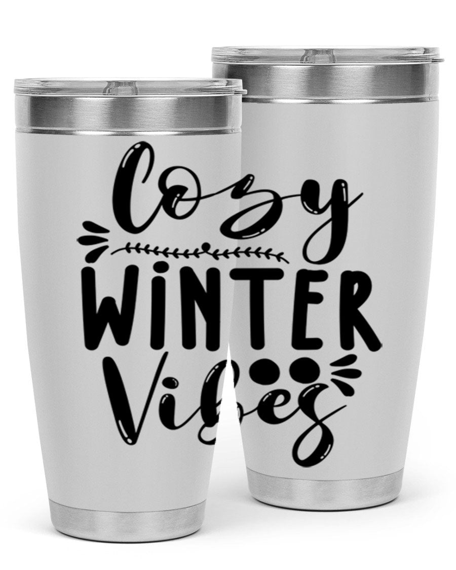 Cozy Winter Vibes 71# Tumbler in stainless steel with a stylish design, perfect for hot and cold beverages.