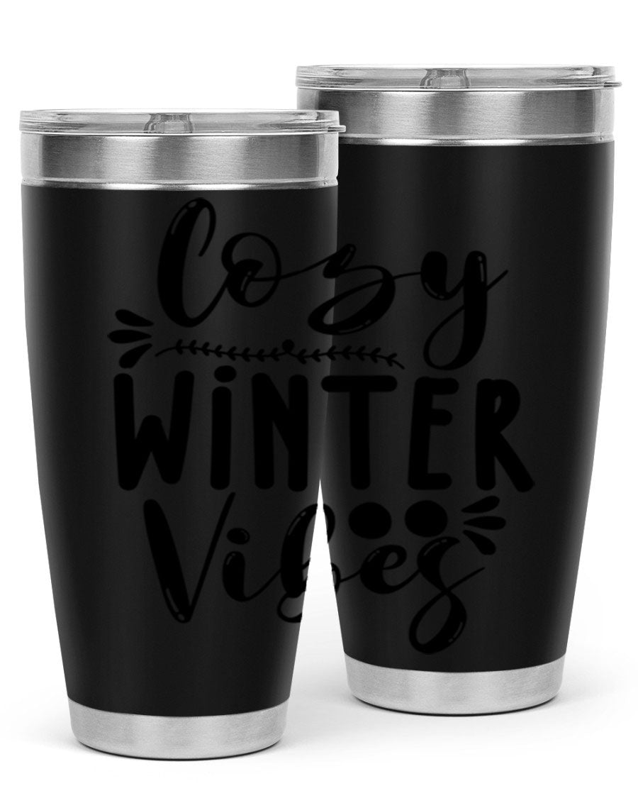 Cozy Winter Vibes 71# Tumbler in stainless steel with a stylish design, perfect for hot and cold beverages.