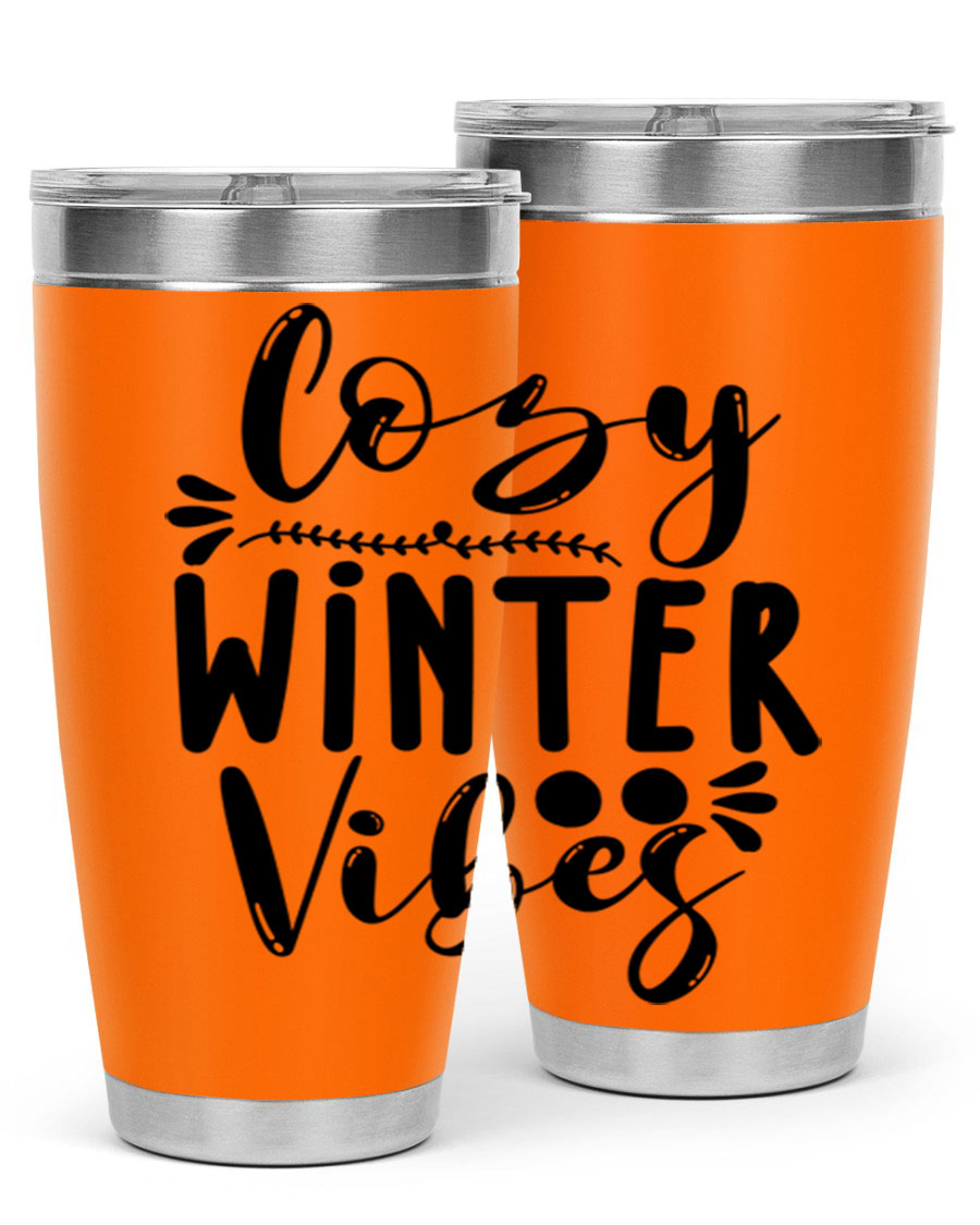 Cozy Winter Vibes 71# Tumbler in stainless steel with a stylish design, perfect for hot and cold beverages.