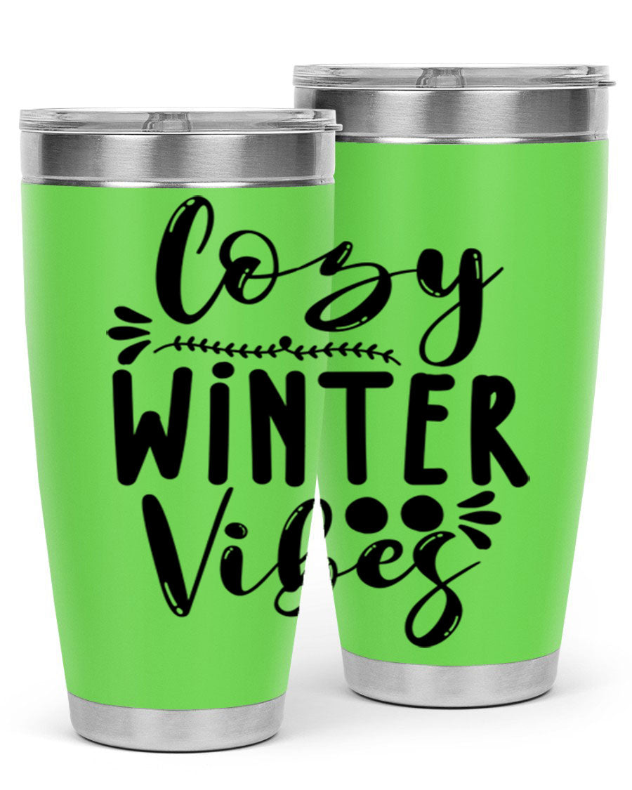 Cozy Winter Vibes 71# Tumbler in stainless steel with a stylish design, perfect for hot and cold beverages.