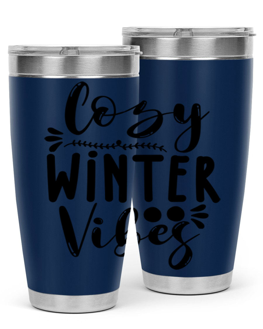Cozy Winter Vibes 71# Tumbler in stainless steel with a stylish design, perfect for hot and cold beverages.