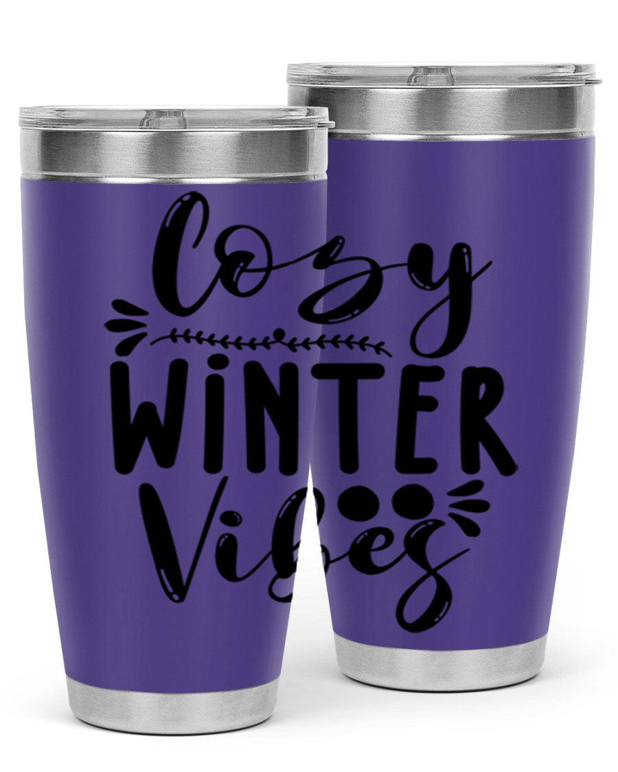 Cozy Winter Vibes 71# Tumbler in stainless steel with a stylish design, perfect for hot and cold beverages.