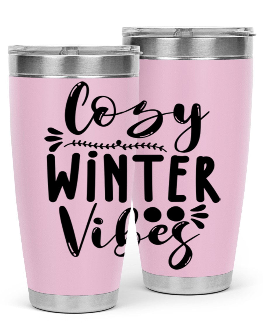 Cozy Winter Vibes 71# Tumbler in stainless steel with a stylish design, perfect for hot and cold beverages.