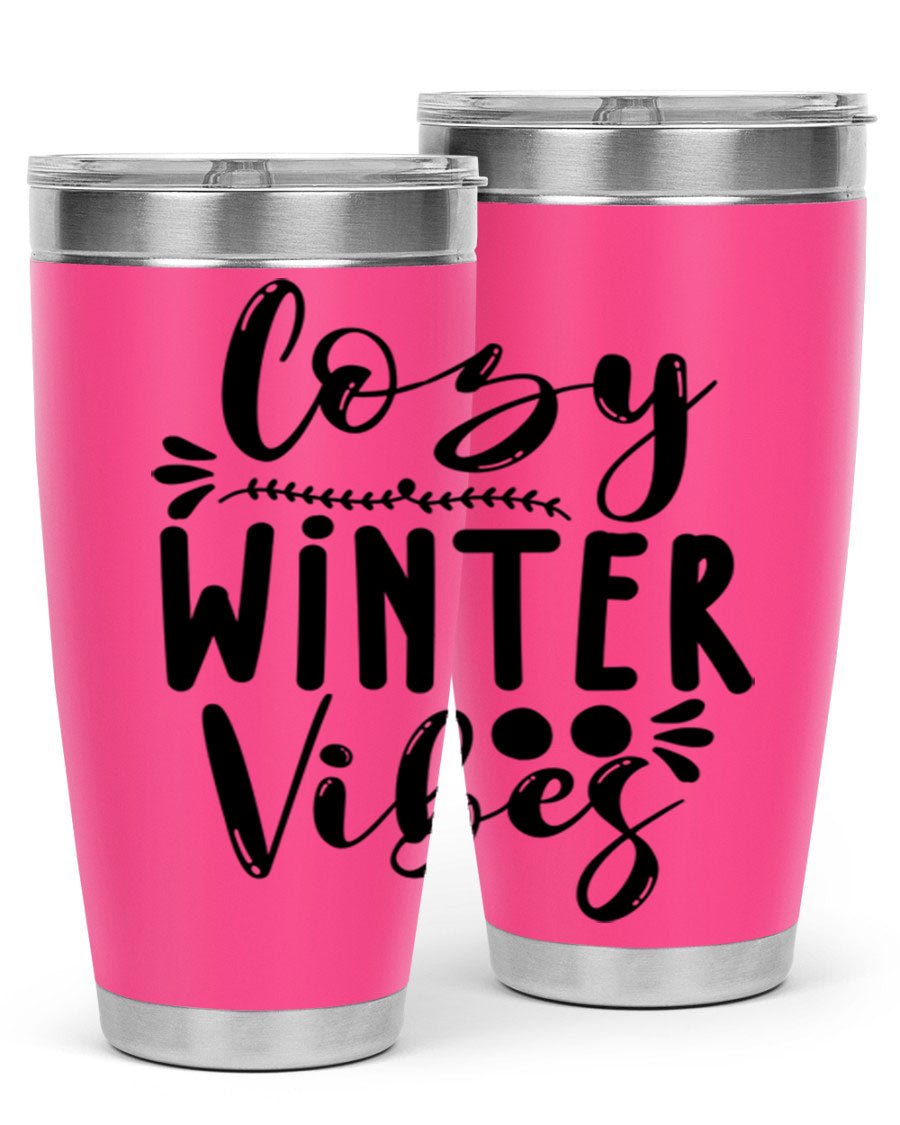 Cozy Winter Vibes 71# Tumbler in stainless steel with a stylish design, perfect for hot and cold beverages.