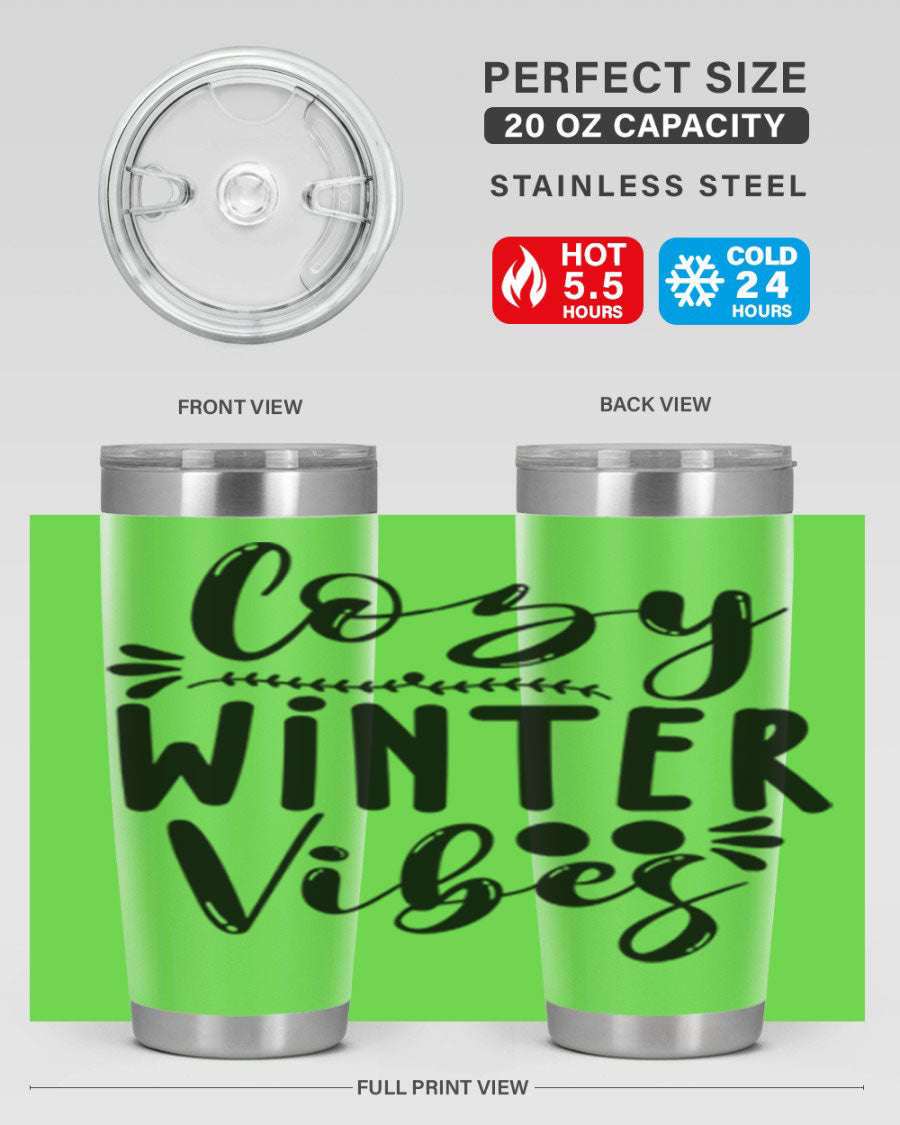 Cozy Winter Vibes 71# Tumbler in stainless steel with a stylish design, perfect for hot and cold beverages.