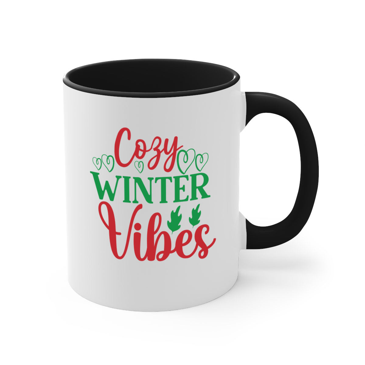 Cozy Winter Vibes 74# Mug with colorful handle and glossy finish, perfect for coffee and tea.
