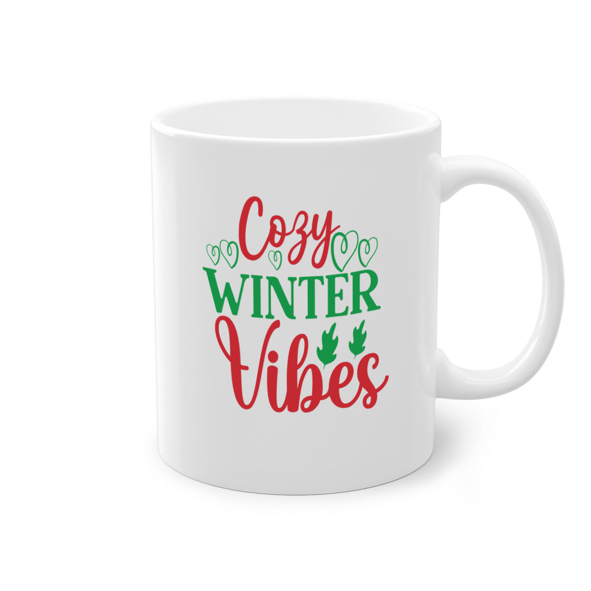 Cozy Winter Vibes 74# Mug with colorful handle and glossy finish, perfect for coffee and tea.