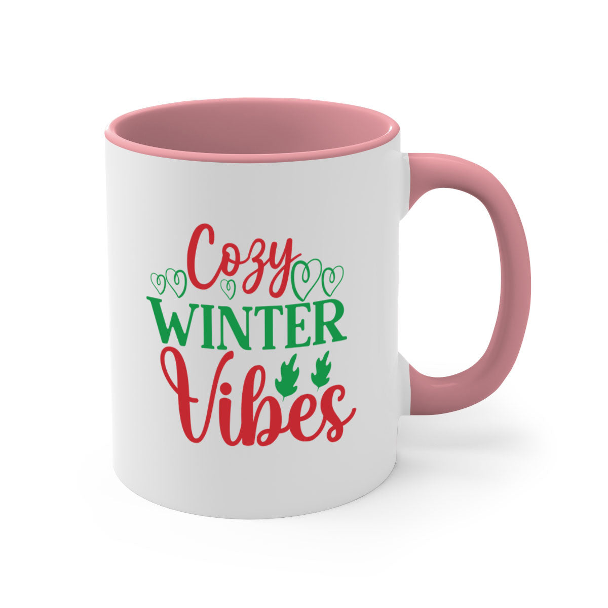 Cozy Winter Vibes 74# Mug with colorful handle and glossy finish, perfect for coffee and tea.