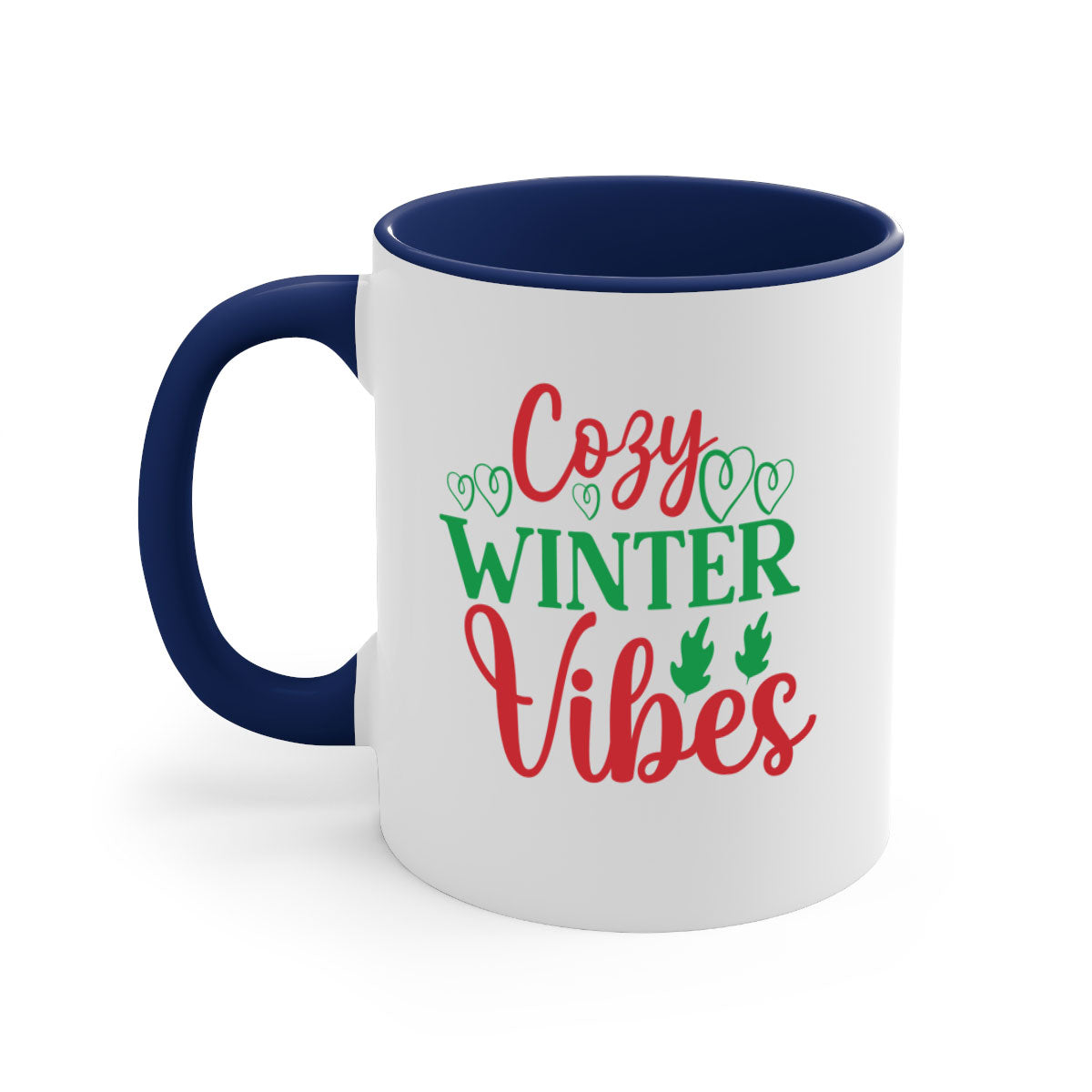 Cozy Winter Vibes 74# Mug with colorful handle and glossy finish, perfect for coffee and tea.