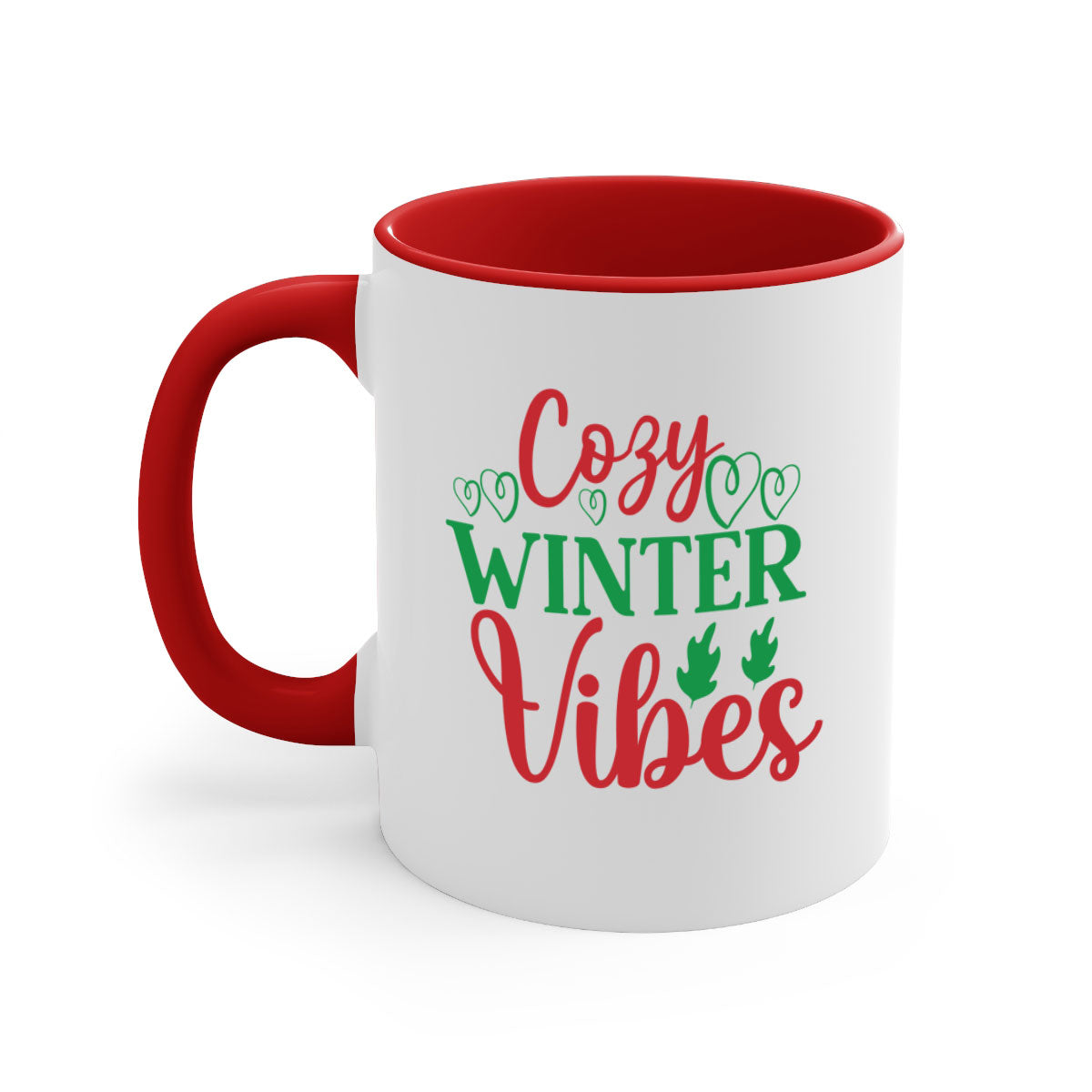 Cozy Winter Vibes 74# Mug with colorful handle and glossy finish, perfect for coffee and tea.