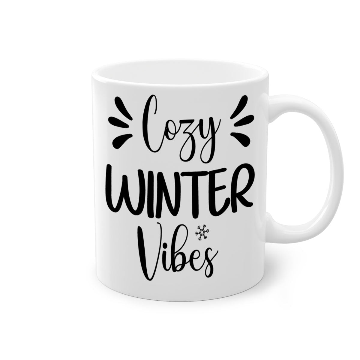 Cozy Winter Vibes76# Mug featuring a two-tone design with a colored handle and glossy finish, available in multiple colors.